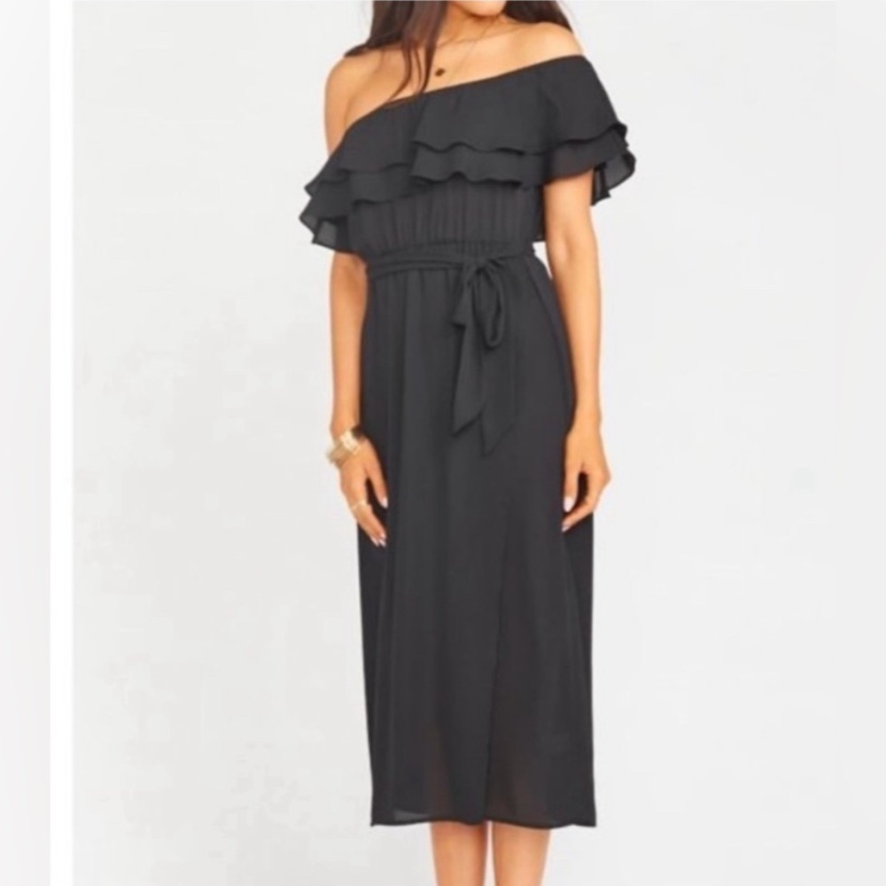 NWT Show Me Your Mumu Black Rosie Off the Shoulder Dress Size Small